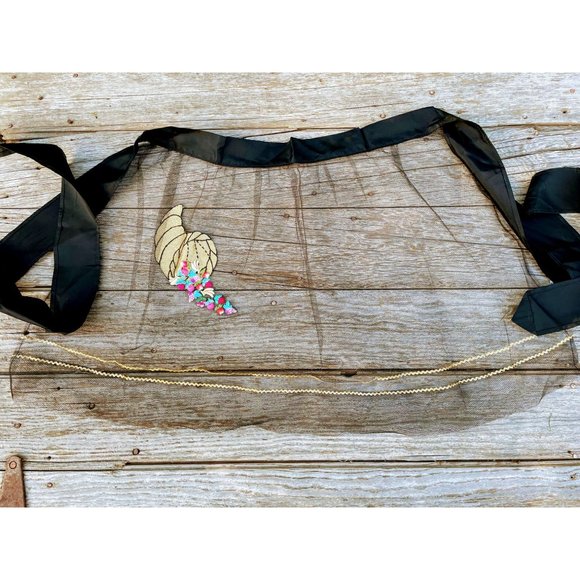 Vintage Hostess Net Half Apron Cornucopia with fruit buttons - Picture 2 of 12